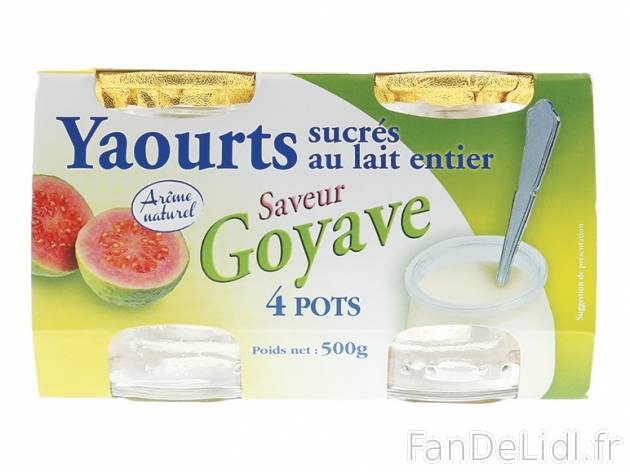 4 yaourts à la goyave , prezzo 0.99 € per 4 x 125 g, 1 kg = 1,98 € EUR. 
- ...
