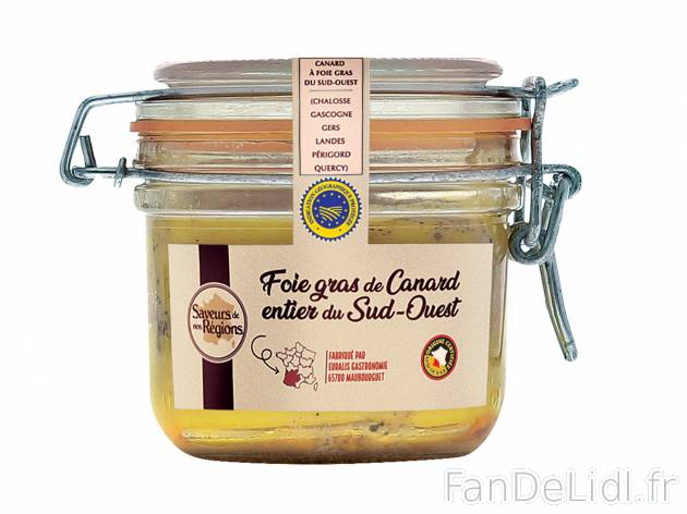 Foie gras de canard entier du Sud-Ouest chez , le prix 9.99 € 
- Canard à foie ...