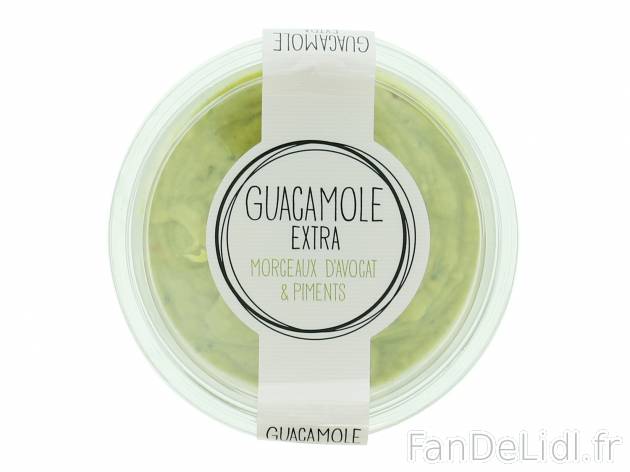Guacamole extra , le prix 1.89 € 

Caractéristiques

- Rayon frais
- Transformé ...