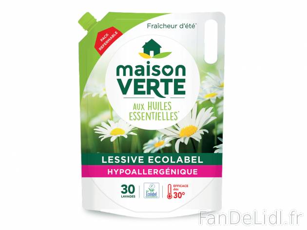 Maison Verte lessive fraîcheur dété recharge , le prix 4.19 € 
- La recharge ...