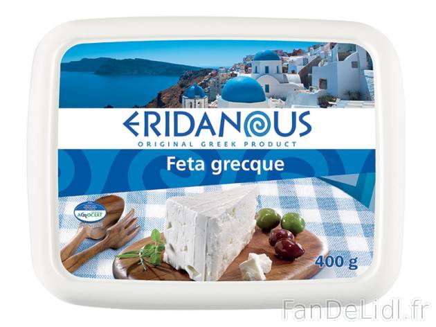 Feta grecque , prezzo 3.99 € per 400 g, 1 kg = 9,98 € EUR. 
- 24 % Mat. Gr. ...