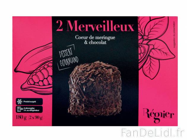 2 merveilleux au chocolat , le prix 3.49 € 
- Inédit chez Lidl
Caractéristiques

- ...