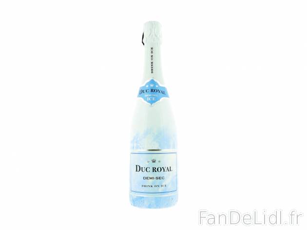 Duc royal vin mousseux demi-sec Ice blanc  chez , le prix 3.89 €  
-  10,5 % Vol