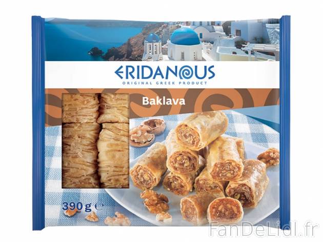 Baklava aux noix , prezzo 3.99 € per 390 g, 1 kg = 10,23 € EUR. 
- Le baklava ...