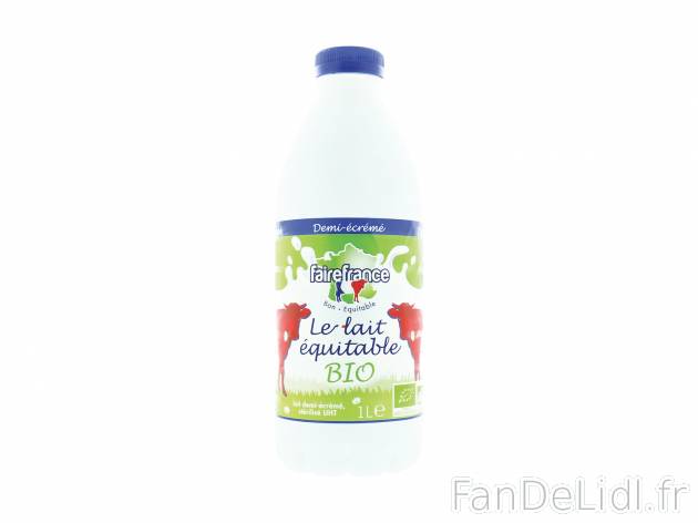 Fairefrance lait demi-écrémé Bio , le prix 1.19 € 

Caractéristiques

- ...