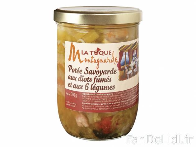 Potée savoyarde aux diots fumés , prezzo 4.49 € per 760 g, 1 kg = 5,91 € EUR.