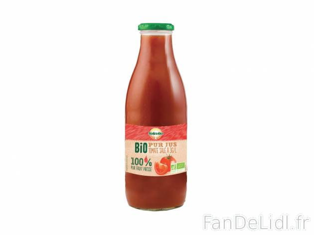 Pur jus de tomate Bio , le prix 1.49 € 
- Salé à 3g/L
Caractéristiques

- ...