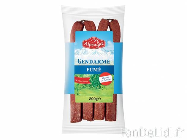 4 gendarmes fumés du Tyrol , prezzo 2.29 € per 200 g, 1 kg = 11,45 € EUR. 
- ...