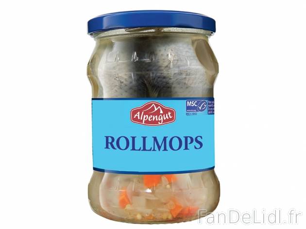 Rollmops ou harengs marinés , prezzo 1.89 € per 500 g au choix, 1 kg = 3,78 € EUR.