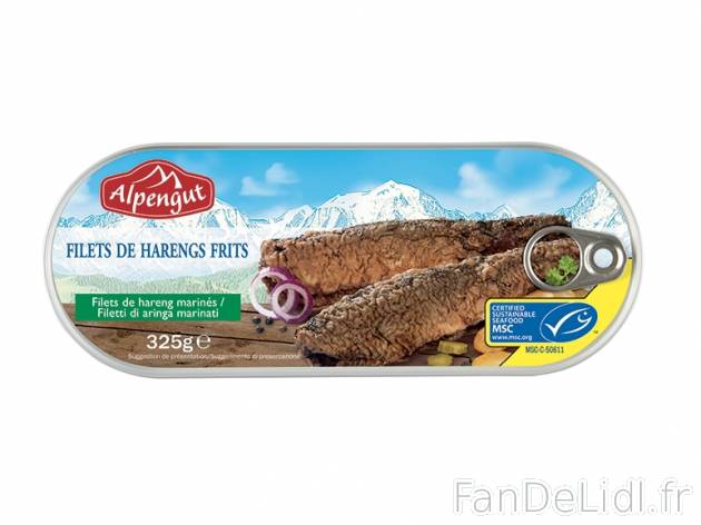 Tendres filets de harengs frits , prezzo 1.49 € per 325 g, 1 kg = 4,58 € EUR. ...