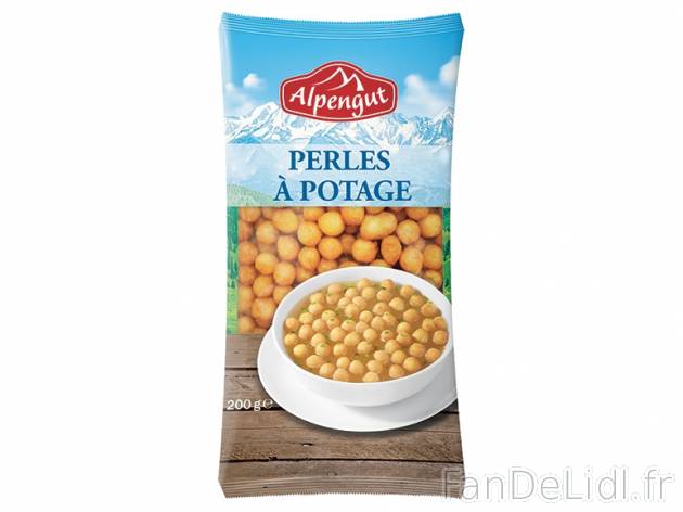 Perles à potage , prezzo 0.79 € per 200 g, 1 kg = 3,95 € EUR. 
- Petites perles ...