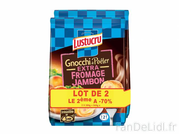 Lustucru Gnocchi à pôeler extra fromage jambon , le prix 2.65 € 
- Lot physique ...