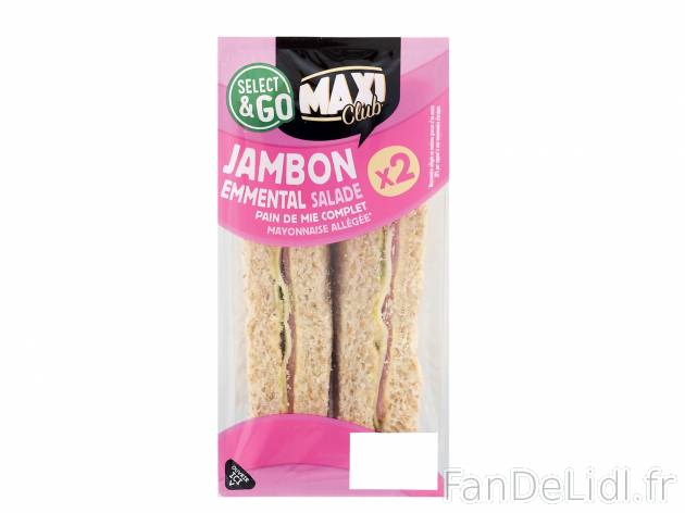 Sandwich Maxi , le prix 0.95 € 
- Le sandwich de 190 g : 1,19 € (1 kg = 6,26 ...