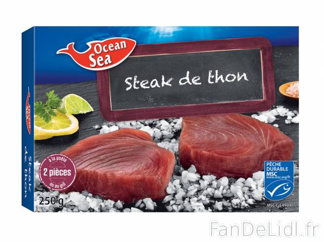 Steak de thon MSC , le prix 3.89 € 

Caractéristiques

- surgelées
- Pêche ...
