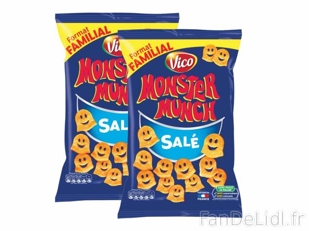 Monster Munch , le prix 0.97 € 
- Le paquet de 135 g : 1,29 € (1 kg = 9,56 ...