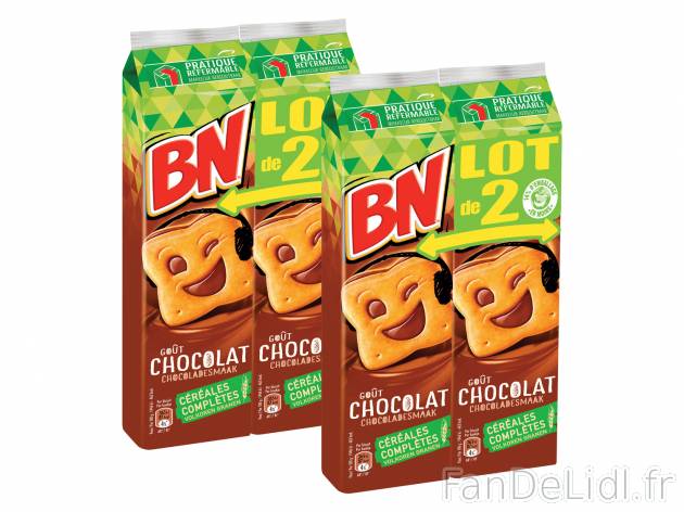 BN au chocolat , le prix 1.51 € 
- Le paquet de 590 g : 2,15 € (1 kg = 3,64 ...