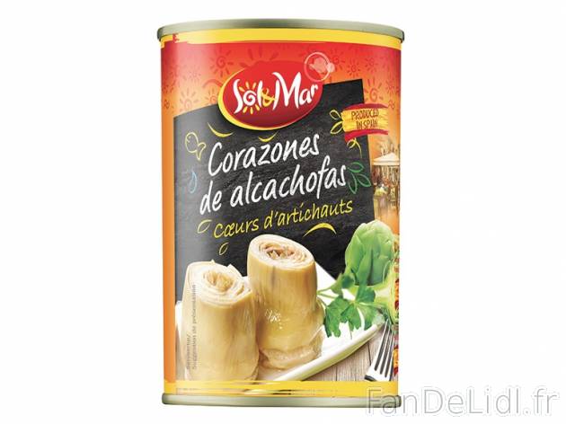 Cœurs d’artichauts , prezzo 1.49 € per 240 g (PNE), 1 kg = 6,21 € EUR. 
- ...