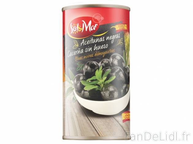 Olives noires dénoyautées , prezzo 1.18 € per Soit le lot de 2 x 150 g (PNE), ...