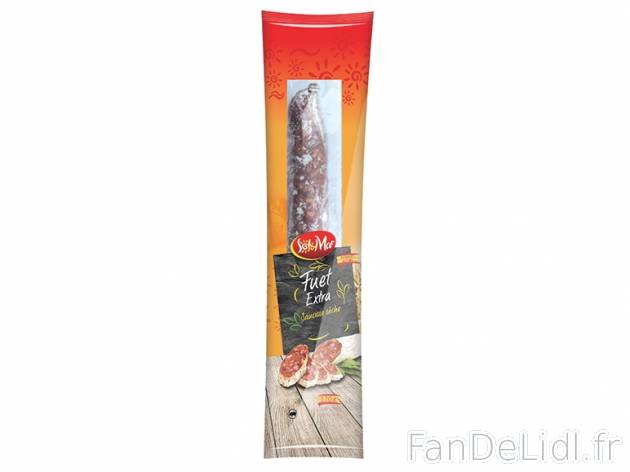 Fuet Extra , prezzo 1.59 € per 170 g, 1 kg = 9,35 € EUR. 
- Cette saucisse ...