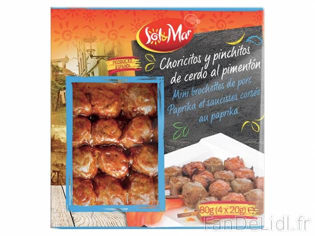 4 mini brochettes , prezzo 1.19 € per 80 g au choix, 1 kg = 14,88 € EUR. 
- ...