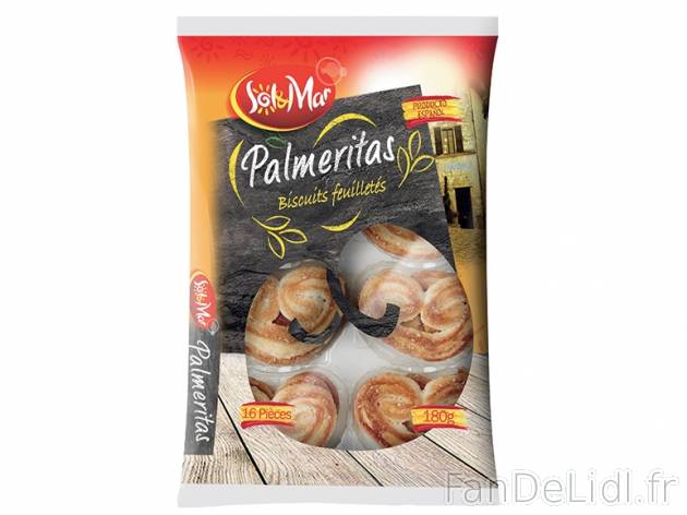 16 biscuits feuilletés , prezzo 0.79 € per 180 g, 1 kg = 4,39 € EUR.