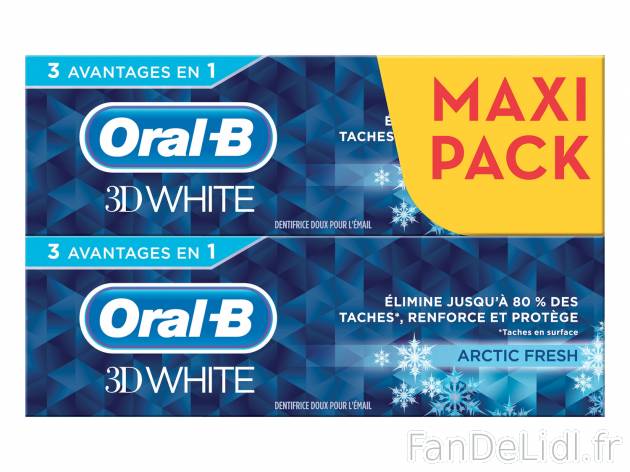 Oral-B 3D White dentifrice , le prix 3.47 € 
- Le lot de 2 x 75 ml : 5,79 € (1 ...