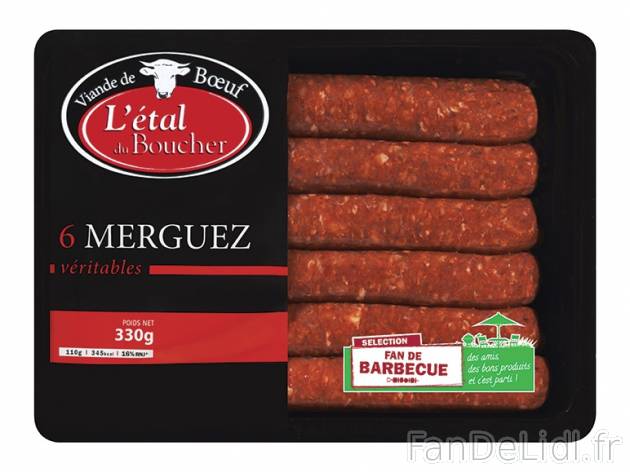 6 merguez véritables , prezzo 1.99 € per 330 g, 1 kg = 6,03 € EUR. 
- Boyau ...