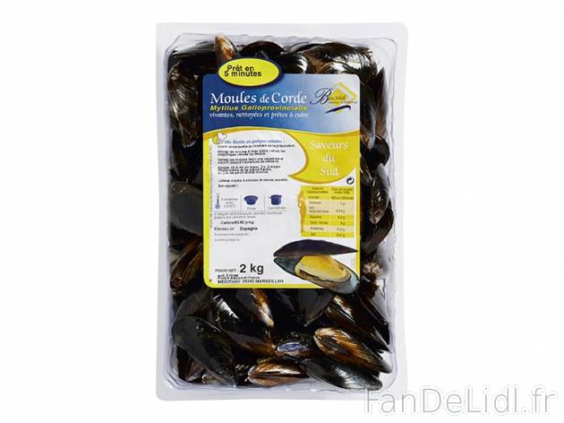 Moules de corde , prezzo 4.49 € per 2 kilos, 1 kg = 2,25 € EUR. 
- En vente ...