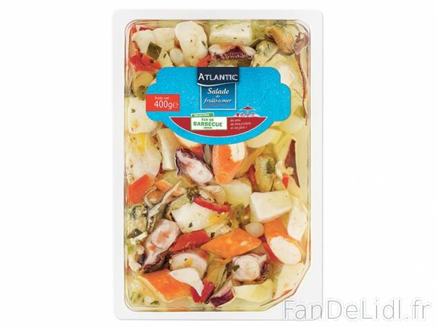 Salade de fruits de mer et légumes , prezzo 3.59 € per 400 g, 1 kg = 8,98 € ...