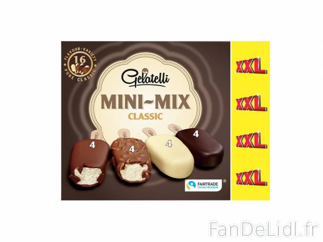 16 mini mix classic , le prix 2.55 € 
- Prix normal pour 12 glaces (432 g) : ...