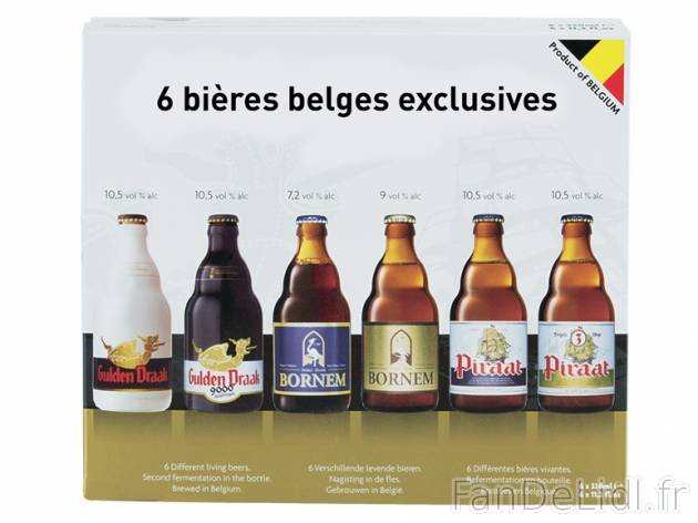 Assortiment de 6 bières belges , prezzo 6.99 &#8364; per 6 x 33 cl, 1 L = 3,53 ...