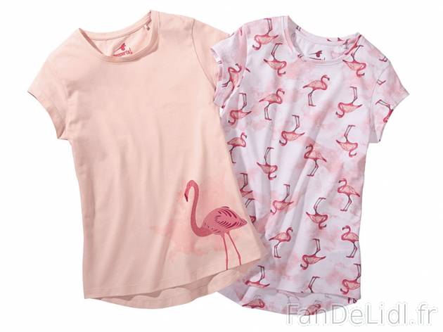 2 t-shirts fille , prezzo 4.99 € per Le lot au choix 
- Ex. : 100 % coton 
- ...