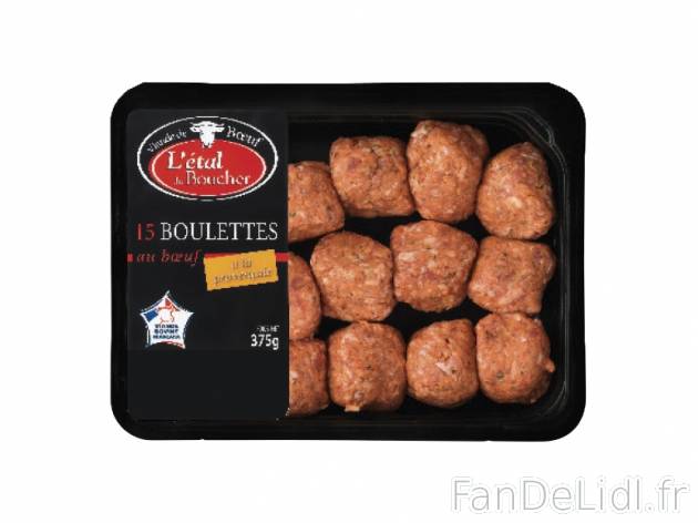 15 boulettes au bœuf à la provençale , prezzo 2.49 € per 375 g, 1 kg = 6,64 € EUR.