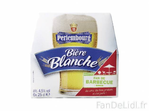 6 bières blanches , prezzo 2.77 € per 6 x 25 cl, 1 L = 1,85 € EUR. 
- 4,5 ...