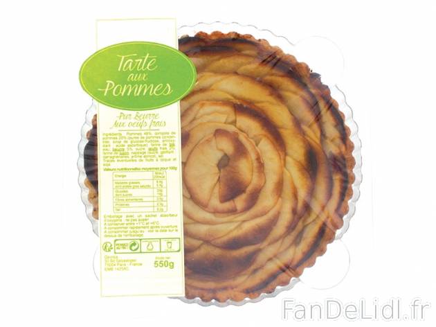 Tarte aux pommes , prezzo 3.49 € per 550 g, 1 kg = 6,35 € EUR.  
-      Pur beurre