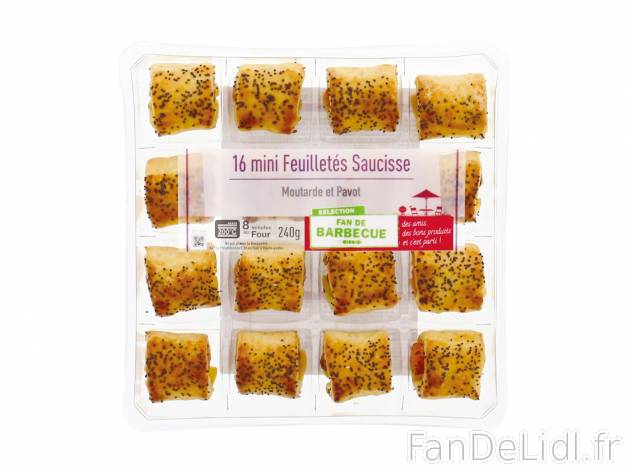 16 mini feuilletés saucisse1 , prezzo 5.49 € per 175/240 g 
-  Inédit chez Lidl