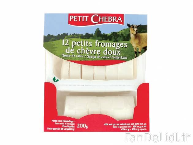 12 petits fromages de chèvre doux , prezzo 1.55 € per 200 g, 1 kg = 7,75 € ...