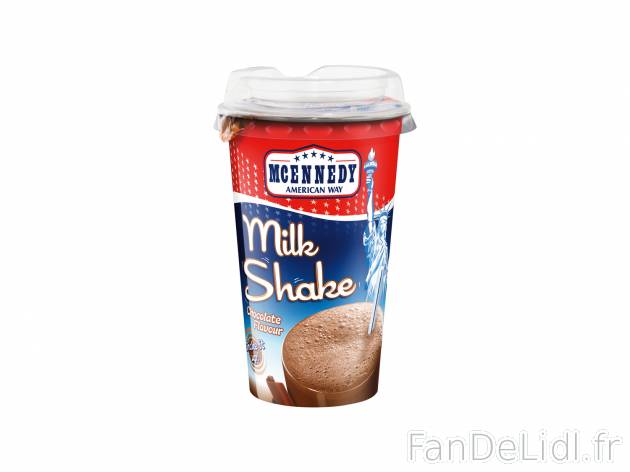 Milkshake , le prix 0.99 € 
- Au choix : saveur double chocolat, cerise-cranberry, muffin-myrtille ...