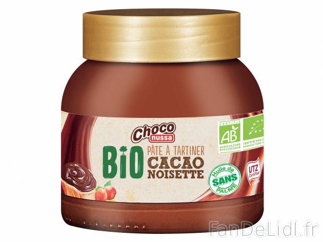 Pâte à tartiner cacao noisette Bio , le prix 2.12 € 
- Sans huile de palme
Caractéristiques

- ...