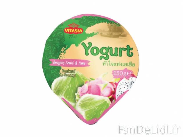 Yaourt asiatique aux fruits , prezzo 0.49 € per 150 g au choix, 1 kg = 3,27 € ...