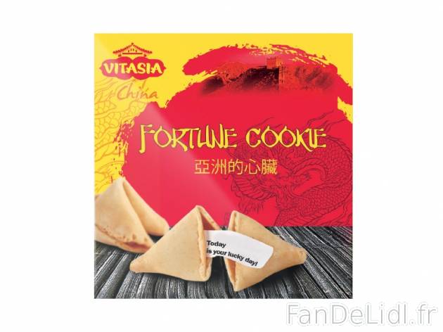 Biscuits de la fortune , prezzo 1.09 € per 60 g, 1 kg = 18,17 € EUR. 
- Appelés ...