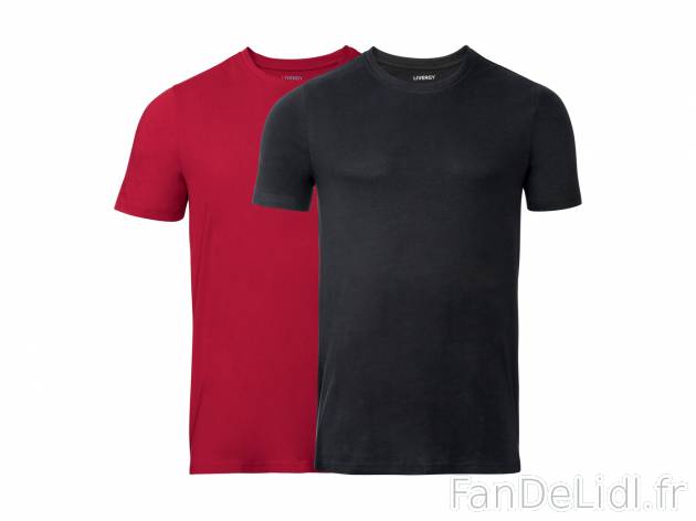 T-shirts , le prix 5.99 € 
- Ex. 100 % coton et gris 90 % coton et 10 % viscose ...