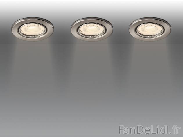 Spots encastrables à LED , le prix 12.99 € 
- Anneau métallique : aspect nickel ...