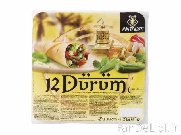 12 pains dürüm , prezzo 2.99 € per 1,2 kg, 1 kg = 2,49 € EUR. 
- Tortillas ...