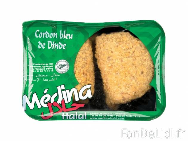 Cordons-bleus de dinde halal , prezzo 1.99 € per 400 g, 1 kg = 4,98 € EUR.