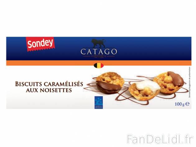 Biscuits caramélisés aux noisettes , prezzo 1.69 € per 100 g, 1 kg = 16,90 € EUR.