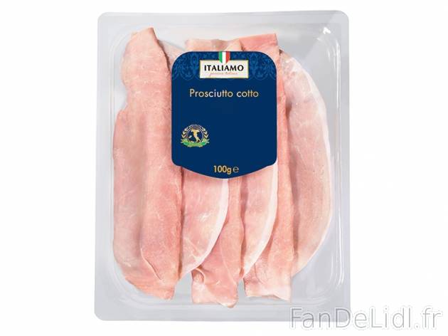 Jambon italien en tranches , prezzo 1.59 € per 100 g, 1 kg = 15,90 € EUR.