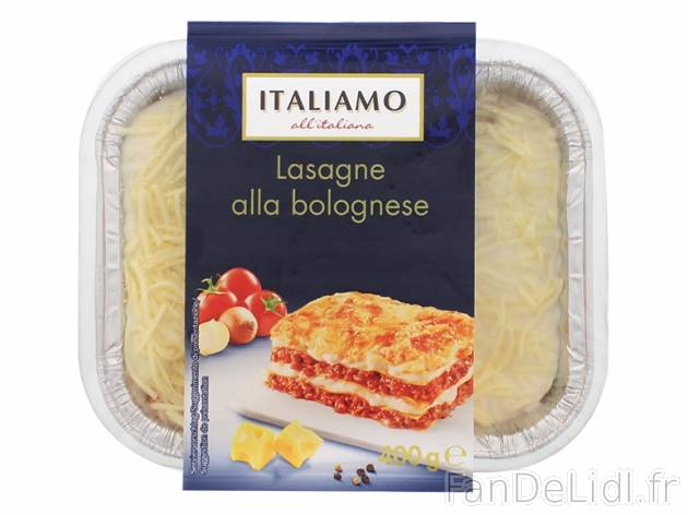 Lasagnes , prezzo 1.99 € per 400 g au choix, 1 kg = 4,98 € EUR. 
- Au choix ...