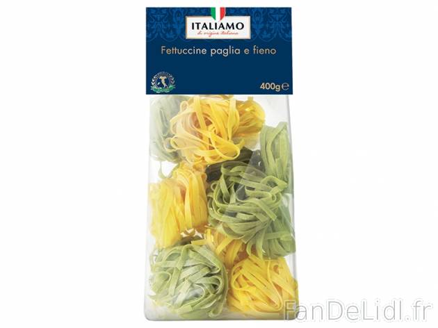 Fettuccine aux œufs nature et épinards , prezzo 1.59 € per 400 g, 1 kg = 3,98 € EUR.