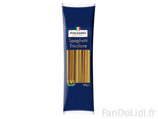 Spaghetti tricolore , prezzo 0.99 € per 500 g, 1 kg = 1,98 € EUR. 
- Assortiment ...